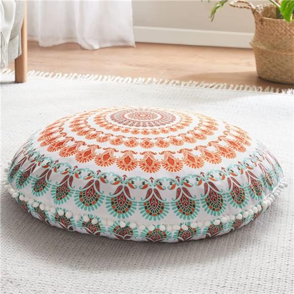 32 Inch Round Floor Pillow, Large Meditation Pouf Cushion , Memory Foam Stuffer - Picture 1 of 7